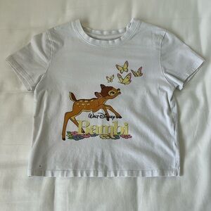 PacSun Disney Bambi Cropped Baby Tee for Teen/Tween/Girls Kids XS, White, Nature